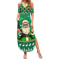 Personalised Ireland Christmas Family Matching Summer Maxi Dress and Hawaiian Shirt Irish Santa Claus Nollaig Shona Duit - Wonder Print Shop