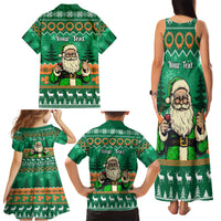 Personalised Ireland Christmas Family Matching Tank Maxi Dress and Hawaiian Shirt Irish Santa Claus Nollaig Shona Duit - Wonder Print Shop