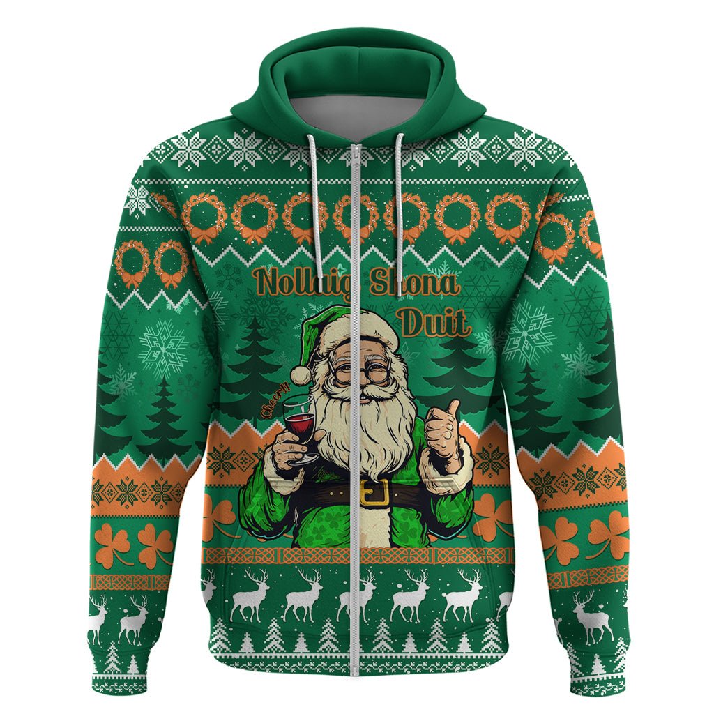 Personalised Ireland Christmas Hoodie Irish Santa Claus Nollaig Shona Duit - Wonder Print Shop