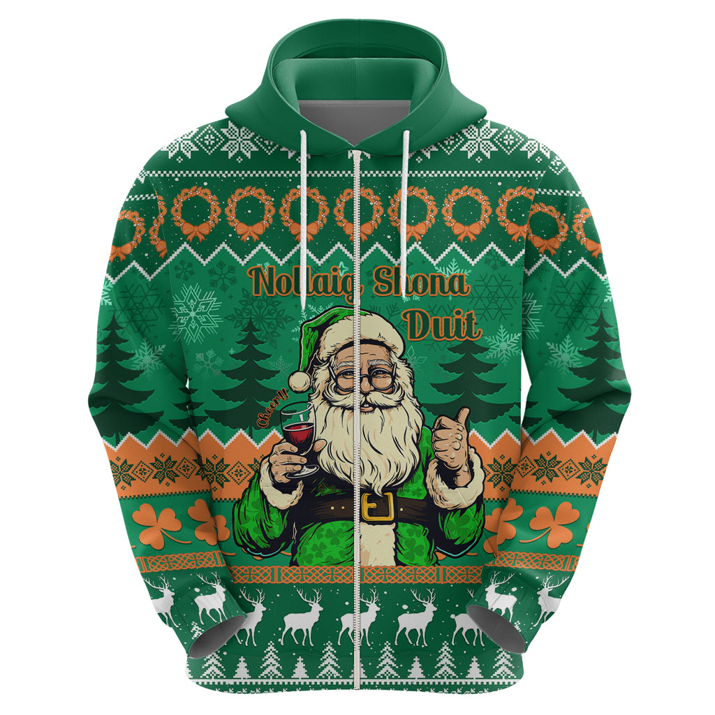 Personalised Ireland Christmas Hoodie Irish Santa Claus Nollaig Shona Duit - Wonder Print Shop