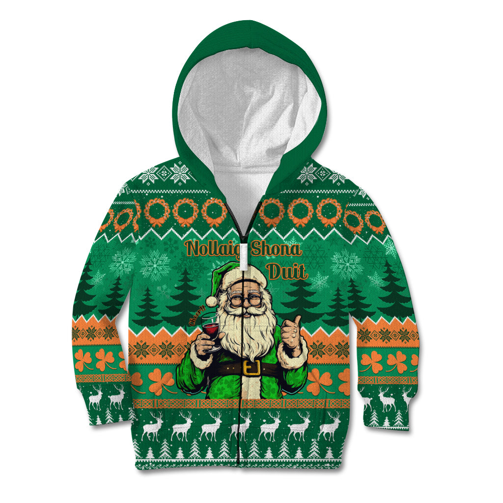 Personalised Ireland Christmas Kid Hoodie Irish Santa Claus Nollaig Shona Duit - Wonder Print Shop