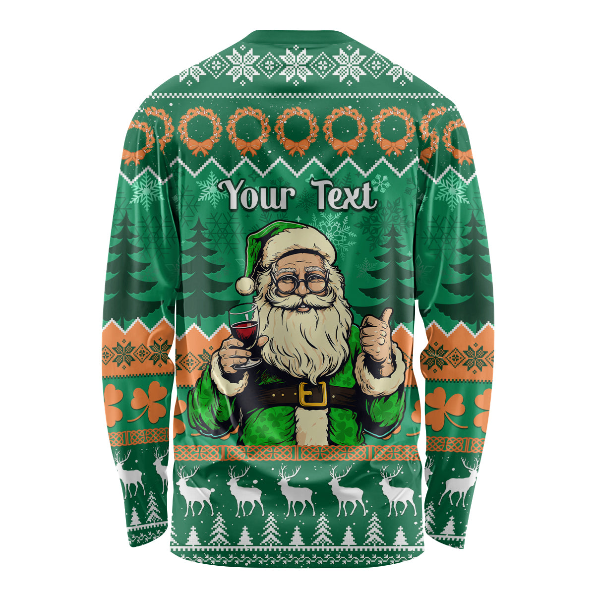 Personalised Ireland Christmas Long Sleeve Shirt Irish Santa Claus Nollaig Shona Duit - Wonder Print Shop
