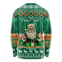 Personalised Ireland Christmas Long Sleeve Shirt Irish Santa Claus Nollaig Shona Duit - Wonder Print Shop