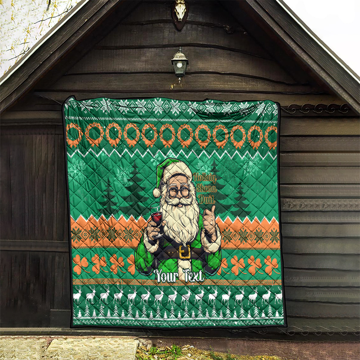 Personalised Ireland Christmas Quilt Irish Santa Claus Nollaig Shona Duit - Wonder Print Shop