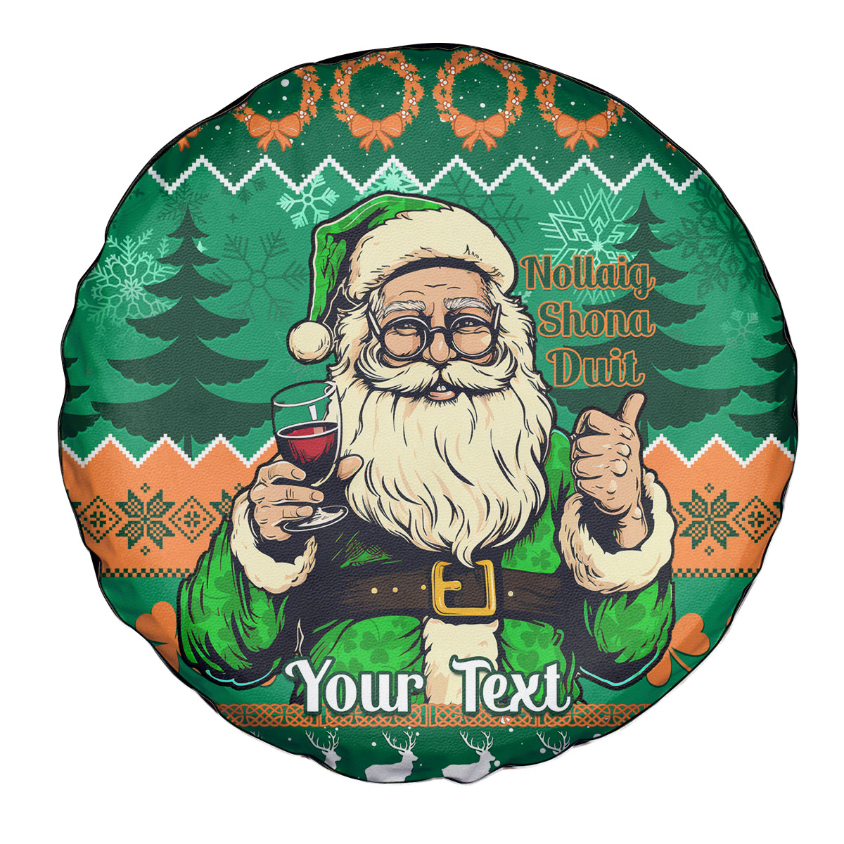 Personalised Ireland Christmas Spare Tire Cover Irish Santa Claus Nollaig Shona Duit - Wonder Print Shop