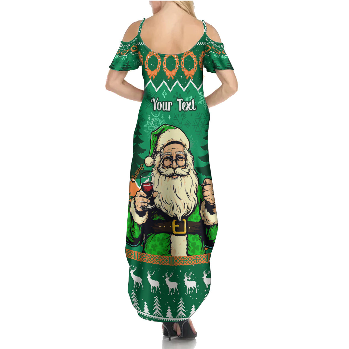 Personalised Ireland Christmas Summer Maxi Dress Irish Santa Claus Nollaig Shona Duit - Wonder Print Shop