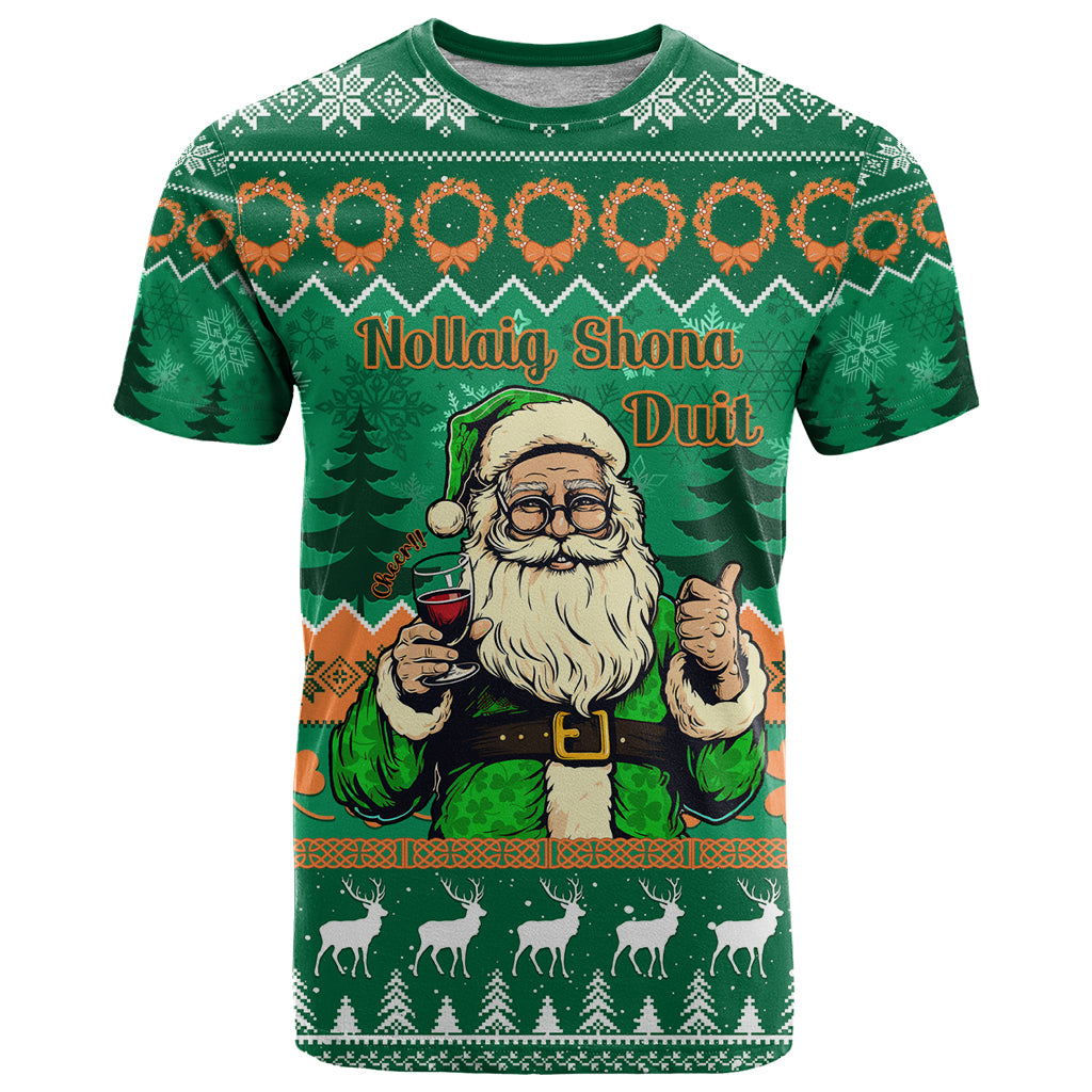 Personalised Ireland Christmas T Shirt Irish Santa Claus Nollaig Shona Duit - Wonder Print Shop