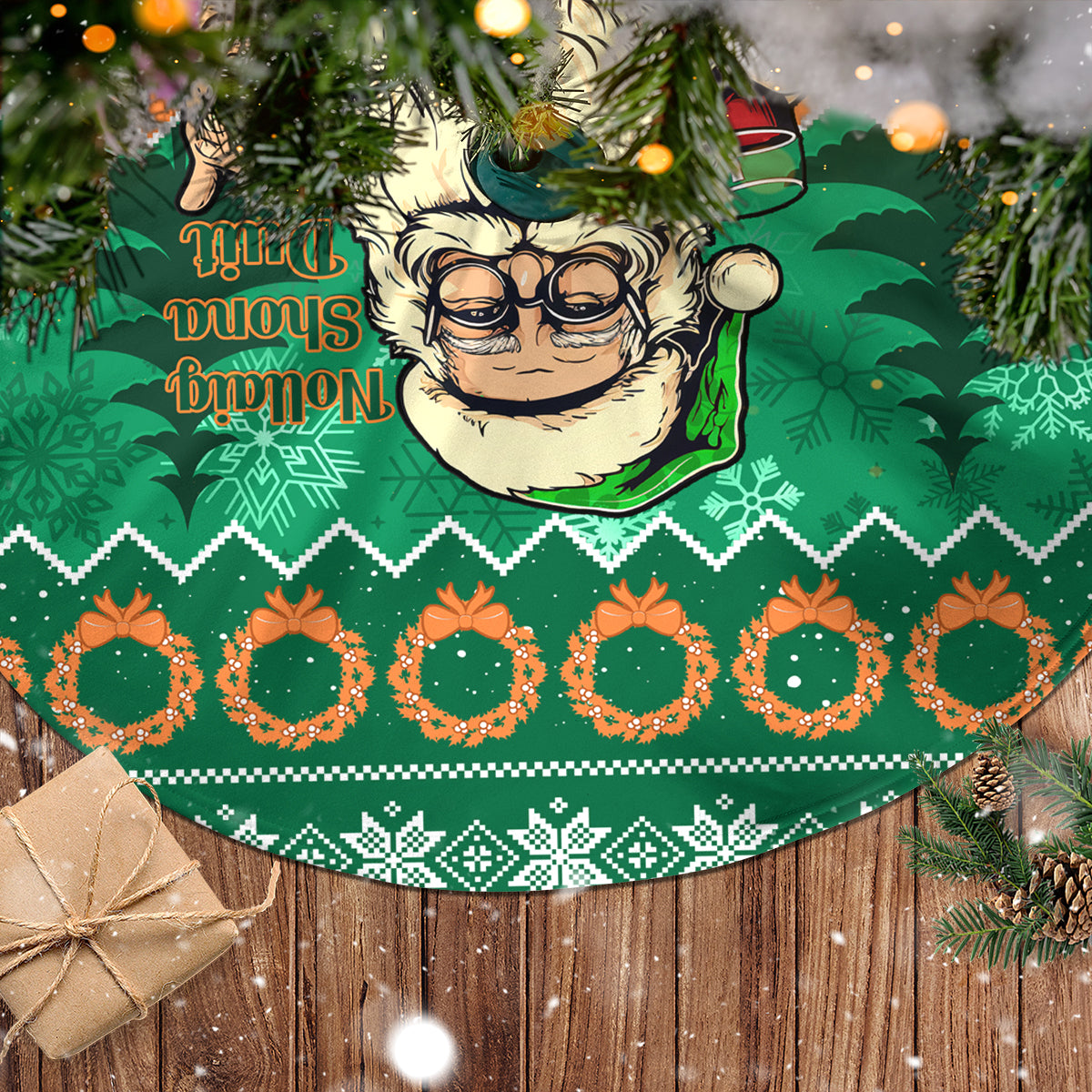 Personalised Ireland Christmas Tree Skirt Irish Santa Claus Nollaig Shona Duit - Wonder Print Shop