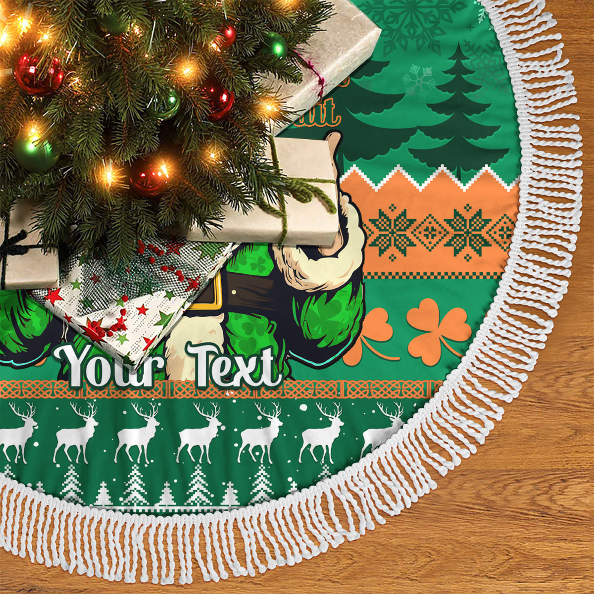 Personalised Ireland Christmas Tree Skirt Irish Santa Claus Nollaig Shona Duit - Wonder Print Shop