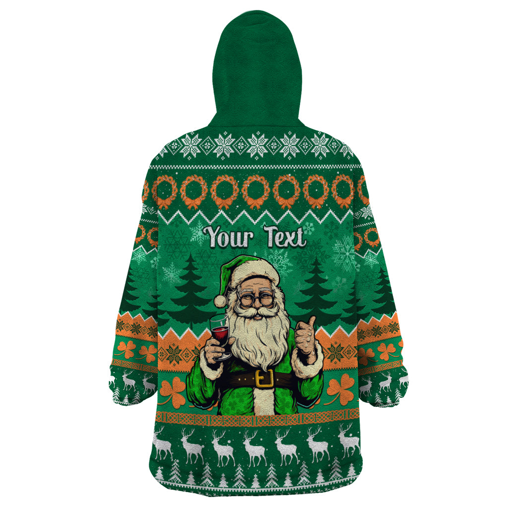 Personalised Ireland Christmas Wearable Blanket Hoodie Irish Santa Claus Nollaig Shona Duit - Wonder Print Shop
