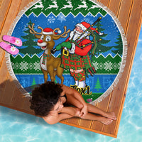 Personalised Scotland Christmas Beach Blanket Scottish Santa With Reindeer Nollaig Chridheil - Wonder Print Shop