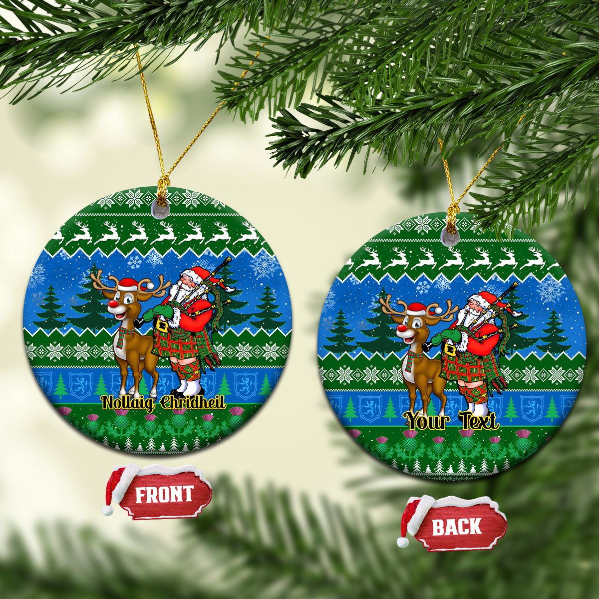 personalised-scotland-christmas-ceramic-ornament-scottish-santa-with-reindeer-nollaig-chridheil