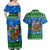 Personalised Scotland Christmas Couples Matching Off Shoulder Maxi Dress and Hawaiian Shirt Scottish Santa With Reindeer Nollaig Chridheil - Wonder Print Shop