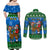 Personalised Scotland Christmas Couples Matching Off Shoulder Maxi Dress and Long Sleeve Button Shirt Scottish Santa With Reindeer Nollaig Chridheil - Wonder Print Shop