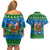 Personalised Scotland Christmas Couples Matching Off Shoulder Short Dress and Hawaiian Shirt Scottish Santa With Reindeer Nollaig Chridheil - Wonder Print Shop