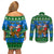 Personalised Scotland Christmas Couples Matching Off Shoulder Short Dress and Long Sleeve Button Shirt Scottish Santa With Reindeer Nollaig Chridheil - Wonder Print Shop