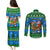 Personalised Scotland Christmas Couples Matching Puletasi Dress and Long Sleeve Button Shirt Scottish Santa With Reindeer Nollaig Chridheil - Wonder Print Shop