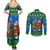 Personalised Scotland Christmas Couples Matching Summer Maxi Dress and Long Sleeve Button Shirt Scottish Santa With Reindeer Nollaig Chridheil - Wonder Print Shop