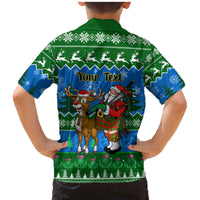 Personalised Scotland Christmas Family Matching Mermaid Dress and Hawaiian Shirt Scottish Santa With Reindeer Nollaig Chridheil - Wonder Print Shop