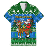 Personalised Scotland Christmas Family Matching Mermaid Dress and Hawaiian Shirt Scottish Santa With Reindeer Nollaig Chridheil - Wonder Print Shop