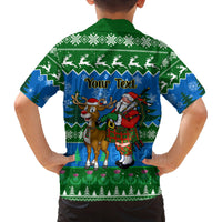 Personalised Scotland Christmas Family Matching Off Shoulder Long Sleeve Dress and Hawaiian Shirt Scottish Santa With Reindeer Nollaig Chridheil - Wonder Print Shop