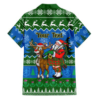 Personalised Scotland Christmas Family Matching Off Shoulder Long Sleeve Dress and Hawaiian Shirt Scottish Santa With Reindeer Nollaig Chridheil - Wonder Print Shop