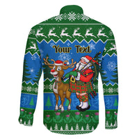 Personalised Scotland Christmas Family Matching Short Sleeve Bodycon Dress and Hawaiian Shirt Scottish Santa With Reindeer Nollaig Chridheil - Wonder Print Shop
