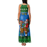 Personalised Scotland Christmas Family Matching Tank Maxi Dress and Hawaiian Shirt Scottish Santa With Reindeer Nollaig Chridheil - Wonder Print Shop