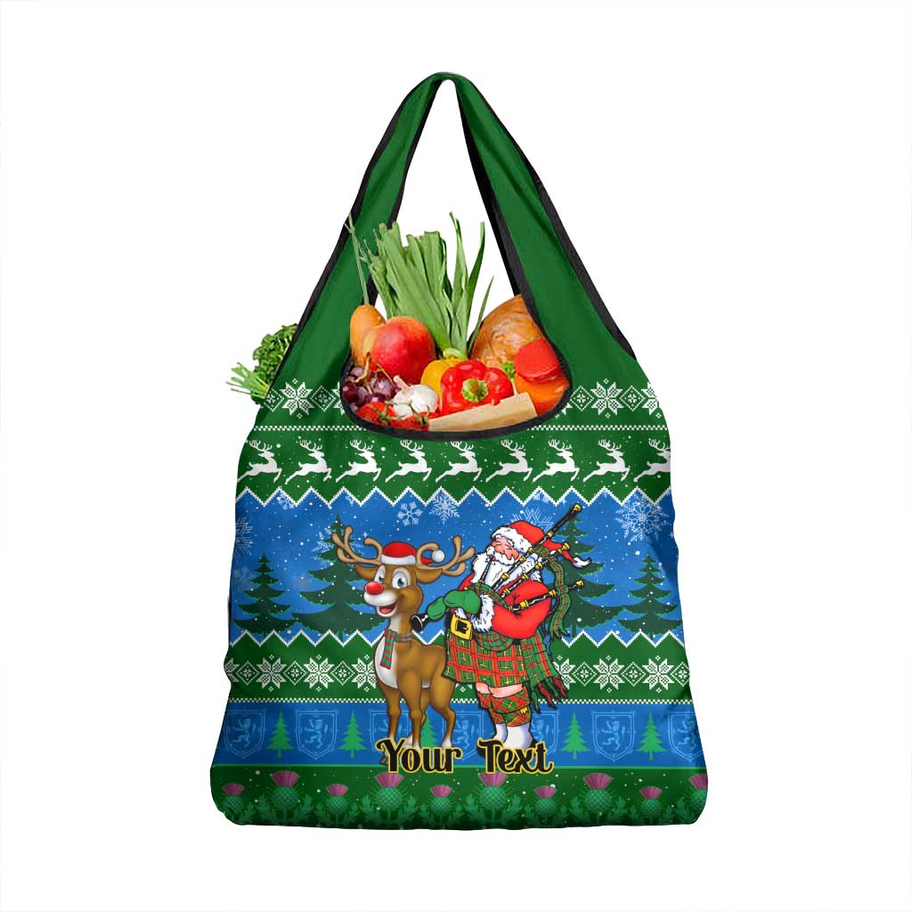 Personalised Scotland Christmas Grocery Bag Scottish Santa With Reindeer Nollaig Chridheil