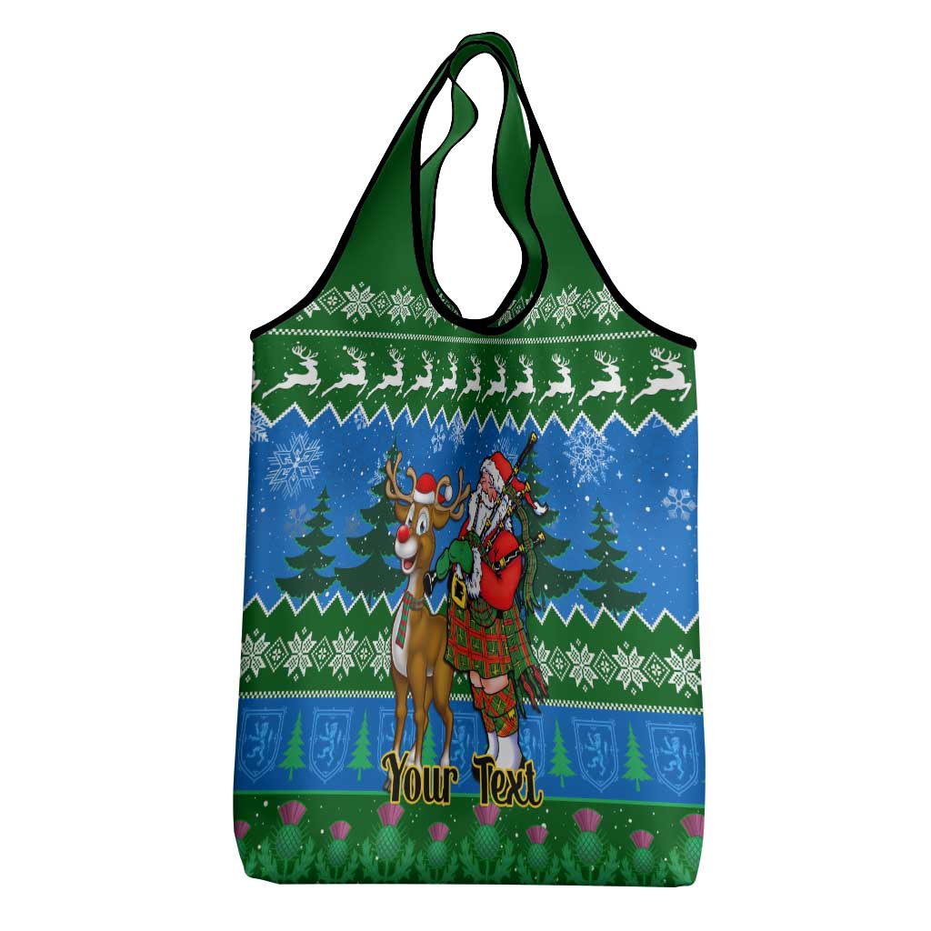 Personalised Scotland Christmas Grocery Bag Scottish Santa With Reindeer Nollaig Chridheil