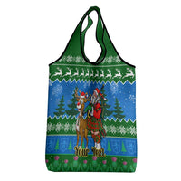 Personalised Scotland Christmas Grocery Bag Scottish Santa With Reindeer Nollaig Chridheil