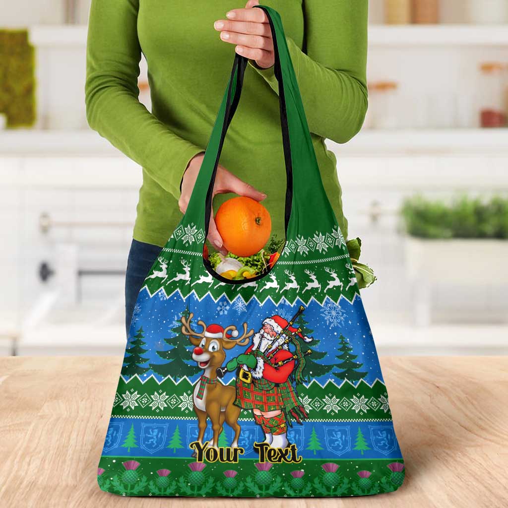Personalised Scotland Christmas Grocery Bag Scottish Santa With Reindeer Nollaig Chridheil