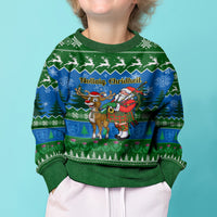 Personalised Scotland Christmas Kid Ugly Christmas Sweater Scottish Santa With Reindeer Nollaig Chridheil - Wonder Print Shop