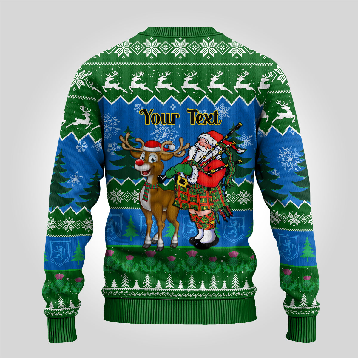Personalised Scotland Christmas Ugly Christmas Sweater Scottish Santa With Reindeer Nollaig Chridheil - Wonder Print Shop