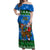 Personalised Scotland Christmas Off Shoulder Maxi Dress Scottish Santa With Reindeer Nollaig Chridheil - Wonder Print Shop
