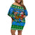 Personalised Scotland Christmas Off Shoulder Short Dress Scottish Santa With Reindeer Nollaig Chridheil - Wonder Print Shop