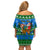 Personalised Scotland Christmas Off Shoulder Short Dress Scottish Santa With Reindeer Nollaig Chridheil - Wonder Print Shop