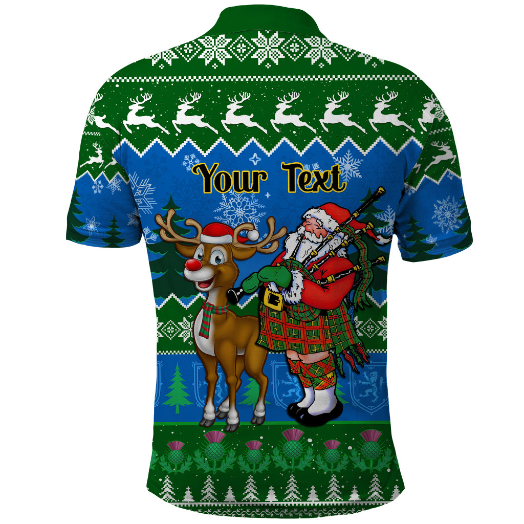 Personalised Scotland Christmas Polo Shirt Scottish Santa With Reindeer Nollaig Chridheil - Wonder Print Shop