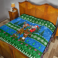 Personalised Scotland Christmas Quilt Scottish Santa With Reindeer Nollaig Chridheil - Wonder Print Shop