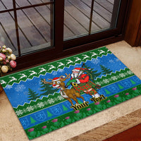 Personalised Scotland Christmas Rubber Doormat Scottish Santa With Reindeer Nollaig Chridheil - Wonder Print Shop