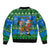 Personalised Scotland Christmas Sleeve Zip Bomber Jacket Scottish Santa With Reindeer Nollaig Chridheil - Wonder Print Shop