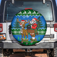 Personalised Scotland Christmas Spare Tire Cover Scottish Santa With Reindeer Nollaig Chridheil - Wonder Print Shop