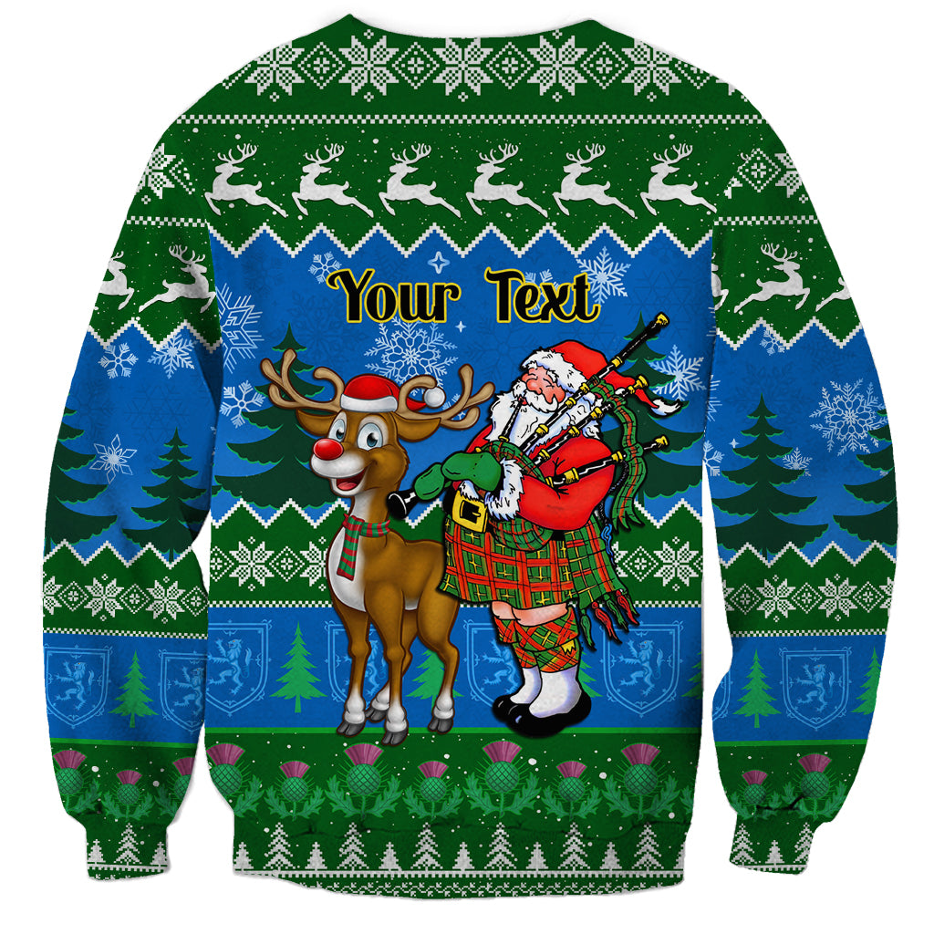 Personalised Scotland Christmas Sweatshirt Scottish Santa With Reindeer Nollaig Chridheil - Wonder Print Shop