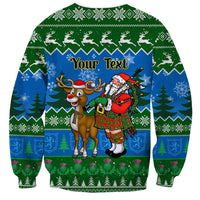 Personalised Scotland Christmas Sweatshirt Scottish Santa With Reindeer Nollaig Chridheil - Wonder Print Shop