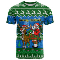 Personalised Scotland Christmas T Shirt Scottish Santa With Reindeer Nollaig Chridheil - Wonder Print Shop