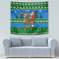 Personalised Scotland Christmas Tapestry Scottish Santa With Reindeer Nollaig Chridheil - Wonder Print Shop