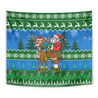 Personalised Scotland Christmas Tapestry Scottish Santa With Reindeer Nollaig Chridheil - Wonder Print Shop