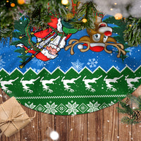 Personalised Scotland Christmas Tree Skirt Scottish Santa With Reindeer Nollaig Chridheil - Wonder Print Shop