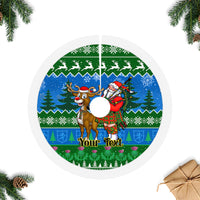 Personalised Scotland Christmas Tree Skirt Scottish Santa With Reindeer Nollaig Chridheil - Wonder Print Shop