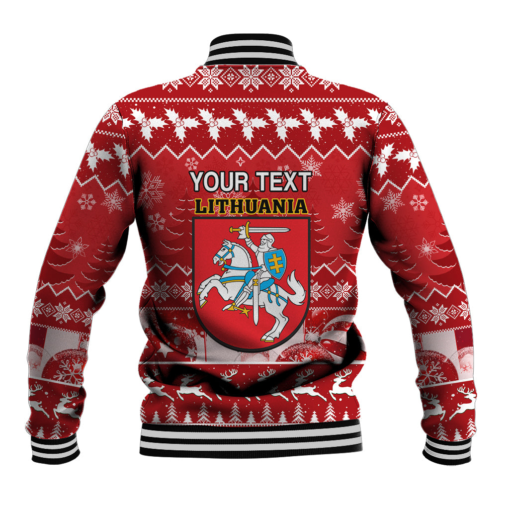 Personalised Lithuania Christmas Baseball Jacket Linksmu Kaledu - Wonder Print Shop